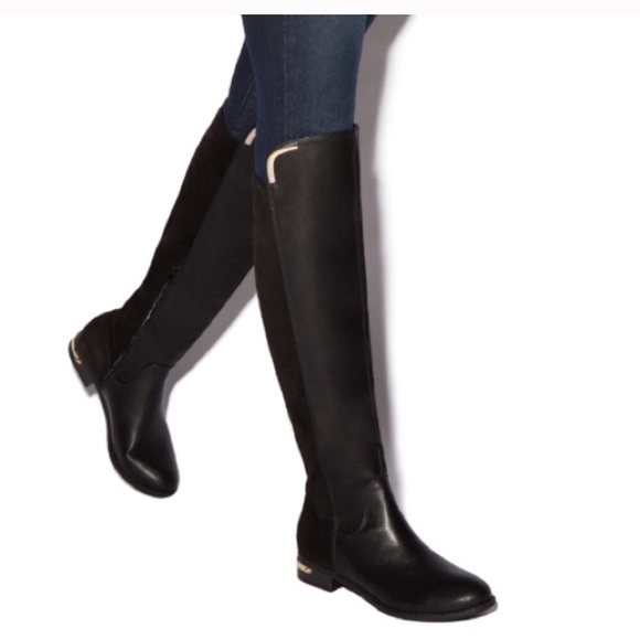 ShoeDazzle OTK Faux Leather Boots 8 WC - Picture 5 of 7